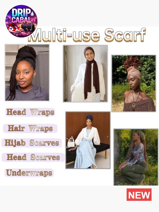 Soft Stretchy Headwrap for Locs Braids, Breathable Polyester Scarf main image 5